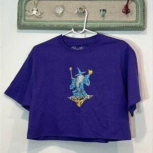 Brand New Primitive Short sleeve wizard crop tee crewneck T-shirt large purple